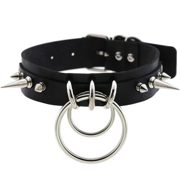 

chokers punk spike metal collar girls leather harness choker necklace for women party club chockers gothic jewelry harajuku 2021, Golden;silver