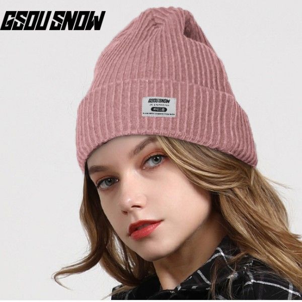 

gsou snow взрослого чистого цвета ветрозащитные вязаные лыжные шляпы без волос шариковых мужчин и женщин многоцветный альпинизм езда на вело