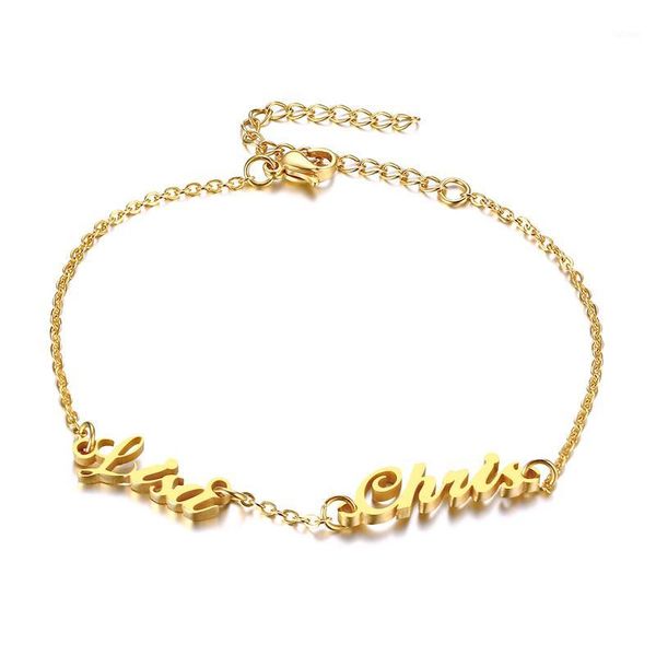 

personalized two name bracelet for womengolden custom initial letters friend sister1, Black