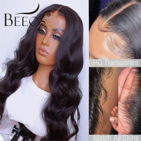 

13*6 hd lace front human hair wigs body wave invisible transparent lace pre plucked with baby hair bleached knots brazilian remy, Black;brown