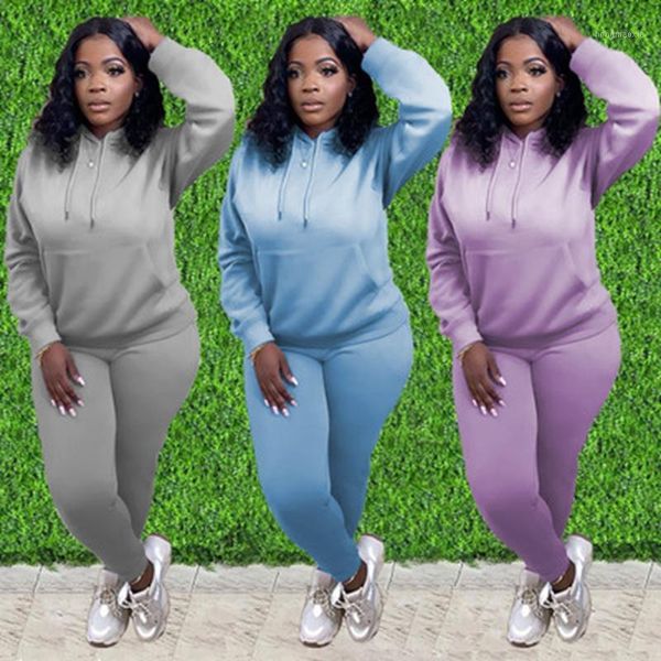 

zkyzwx fall two piece joggers women set fashion solid full sleeve drawstring hoodies sweatshirts pencil pants matching sets1, Gray