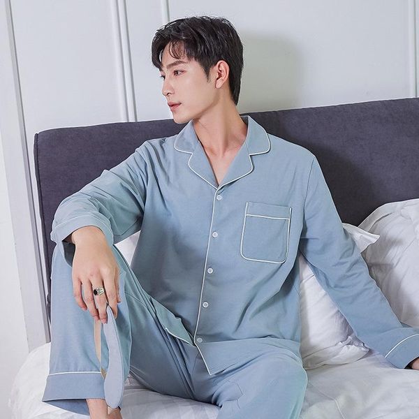 

men's sleepwear pajamas cotton set 2021 spring autumn pyjama home wear, Black;brown