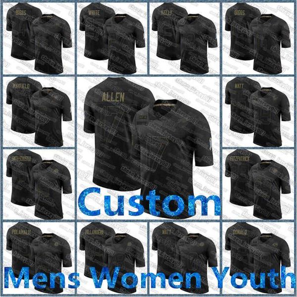 

buffalo bills 12 jim kelly 17 josh allen men #25 lesean mccoy stefon diggs women youth nfl custom 2020 salute to service jersey, Black;red
