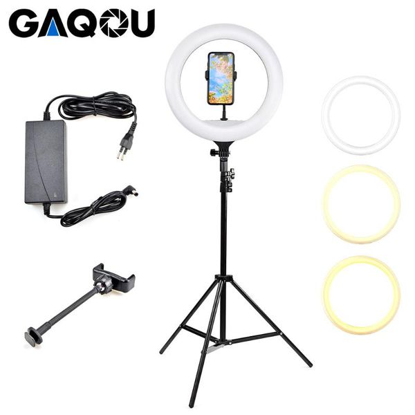 

flash heads 14 inch ring lamp led light dimmable pography lighting with tripod phone stand for makeup camera studio video youtube vk