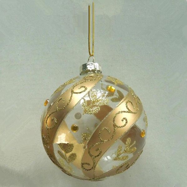 

64pcs/pack diameter=10cm gold painting glass globe christmas tree hanging decorative pendant ball handmade friend gift