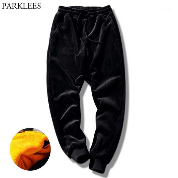 

thicken men's plus velvet padded sweatpants 2021 winter loose casual harem velour pants confortable solid trend sports jogges1, Black