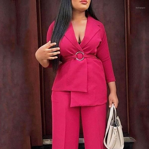 

red belted blazer elegant women waist belt fall jacket slim fit long blazer office party plus size clothing 2020 autumn winter1, White;black