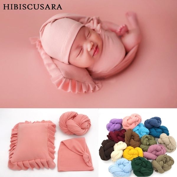 

newborn baby pgraphy wraps 3pcs set p clothing costumes infant soft strong stretch swaddle elastic blanket hat pillow y201009