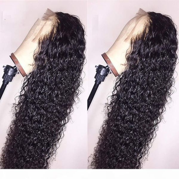 

glueless water wave lace front wigs unprocessed malaysian virgin full lace human hair wig pre plucked 360 lace frontal with baby hair wig, Black