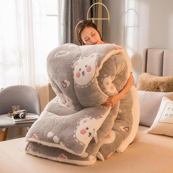 

comforters & sets snow fleece and lamb velvet thickened winter quilt soft warm cover core bring sleep