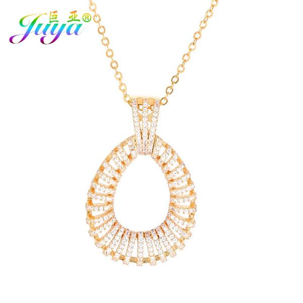 

pendant necklaces juya drop jewelry necklace micro pave zircon water for women girls handmade sweater, Silver