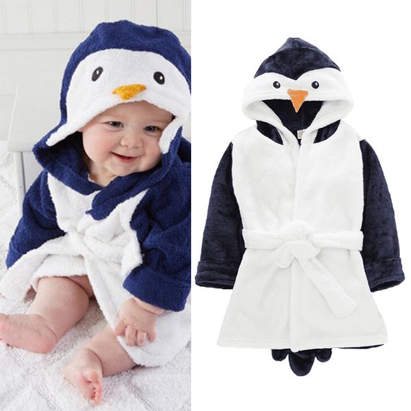 

2-5 years fleece baby hooded pajamas warm bathrobe for toddler boy girl cosplay penguin princess winter kids clothes gown d35 y200704, Blue;red