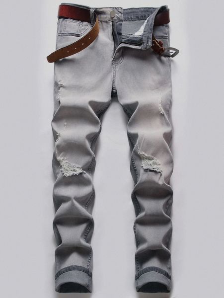 

men slant pocket ripped jeans without belt q6wn#, Blue