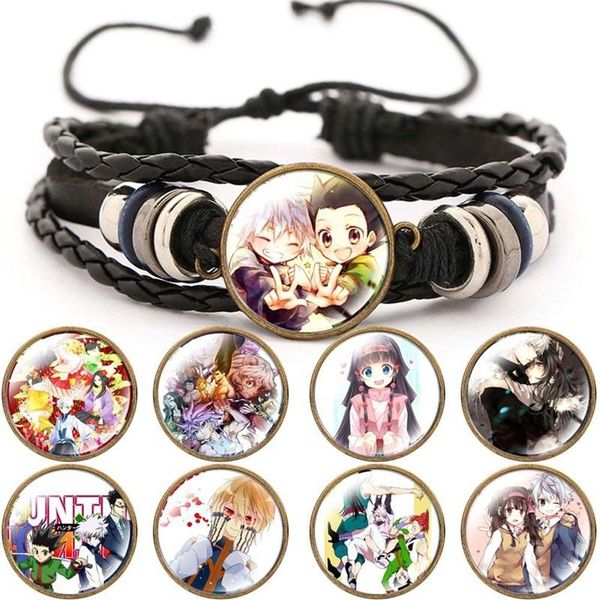 

charm bracelets cartoon anime cool figure collected woven leather bracelet x pattern glass gem bangles jewelery, Golden;silver
