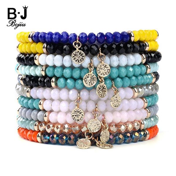 

bojiu 10 colors handmade lucky crystal bracelets for women black pink red gray green rope charm bracelet valentine's gift bc243, Golden;silver