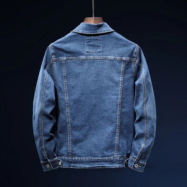 

2021 new autumn elasticity blue denim casual fashion men's cotton jacket jeans male coat brand clothes rchur, Black
