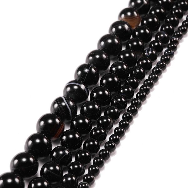 

1strand lot 4 6 8 10 12 mm natural black banded agat natural stone round beads for jewelry making diy bracelet necklace h bbyfeu