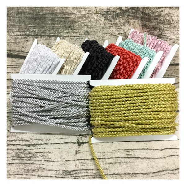 

zerzeemooy diy cord jewelry findings 3mm solid color 3 braided cord thread decorative twisted satin polyester twine string 10y, Black;white