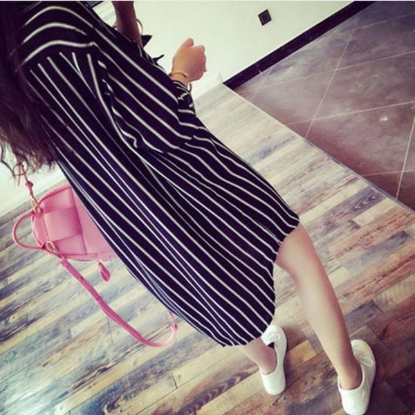 

fashion 2021 womens 3/4 sleeve shirt striped long blouses loose blusas femininas korean style plus big size xs-5xl, White