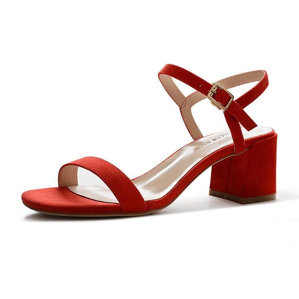 

sandals 2021 women summer shoes woman female flock ankle straps square hight heels elegant casual party wedding lady pump, Black