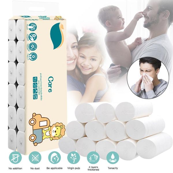 

12 rolls paper towels four layer paper towels soft household soft toilet paper multi fold napkins tissue home bathroom kitchen wmtksf