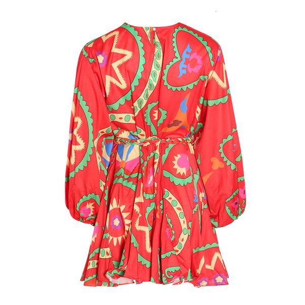 

twotwinstyle spring floral print dress for women o neck long sleeve high waist bandage female dresses casual fashion 2020 new y200805, Black;pink