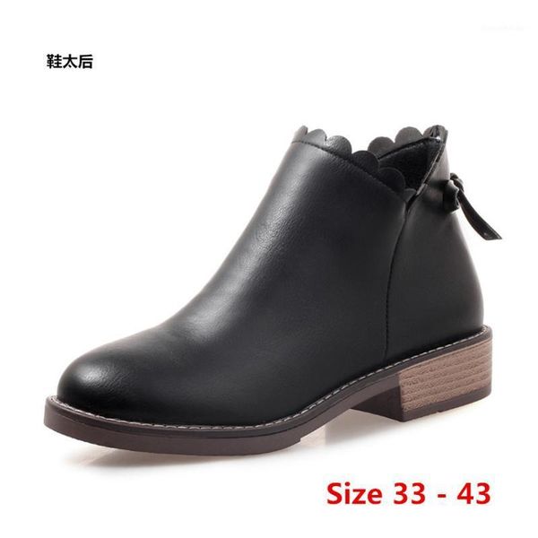 

boots short woman low heel heels for women shoes spring autumn ankle booties female small big size 33 - 431, Black