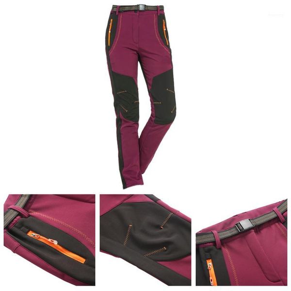 

skiing pants winter women hiking outdoor softshell trousers waterproof windproof for camping ski climbing maroon1