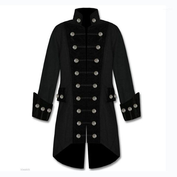 

cosplay medieval mens retro punk jacket costume victorian renaissance gothic pirates steampunk coat costume male retro clothing1, Tan;black