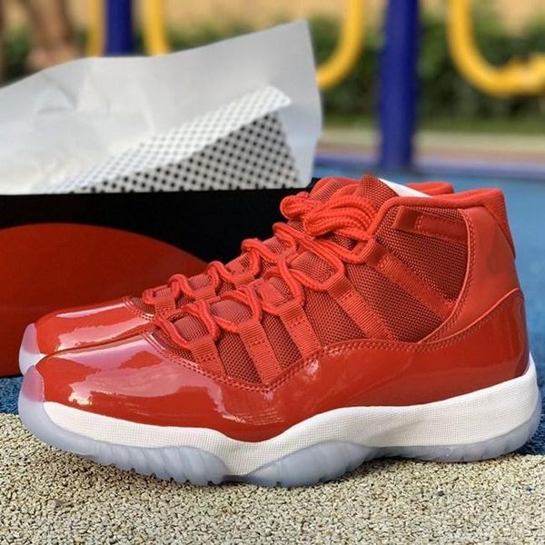 

schoenen heren jumpman 11 win like gym red black white men genuine leather shoes big kids boys basketball shoes