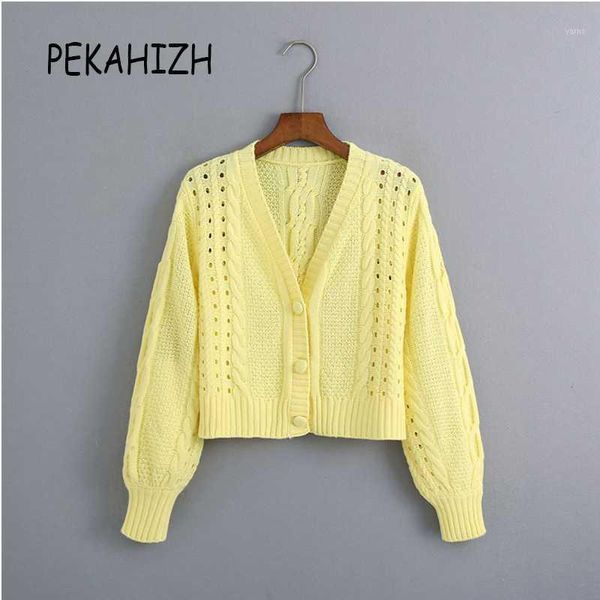 

autumn v-neck long sleeve knitted sweater fashion slim hollow out print office elegant casual loose yellow cardigan sweater 20201, White