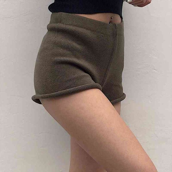 

short female beach ribbed knitted high waist shorts women fashion solid color stretch bodycon loungewear bottoms, White;black
