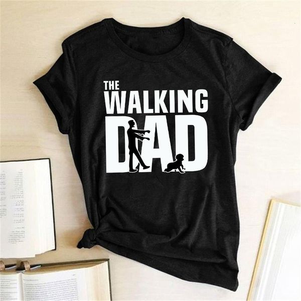 

the walking dad letter printed funny t shirt women short sleeve hipster streetwear tee shirt femme hip hop fashion harajuku, White