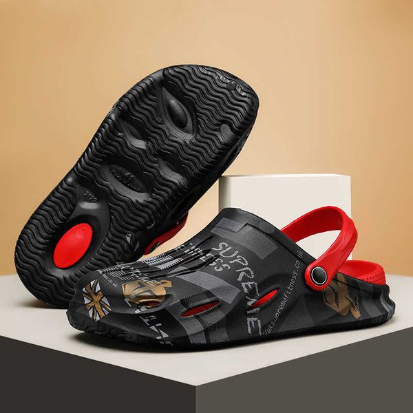 

2022 arctic velvet feeling hole shoes men's -skid soft bottom cool slippers in summer trend, Black
