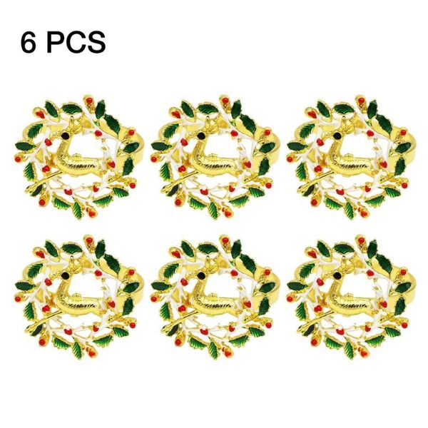 

napkin rings 6pcs christmas wreath deer alloy buckle gold diy table decorations