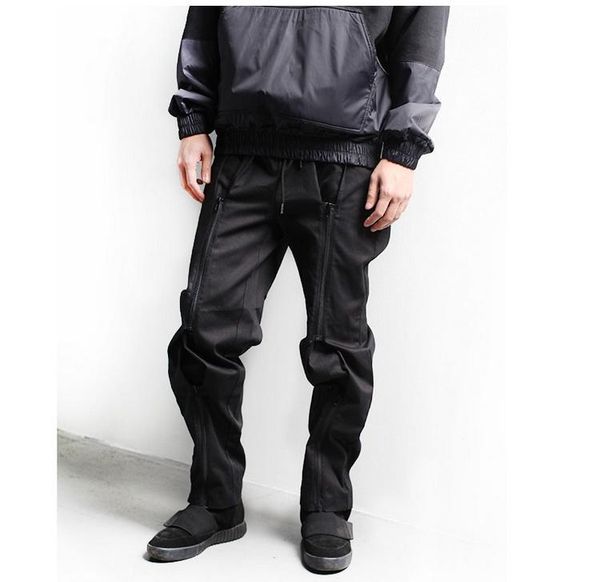 

functional dark casual pants harlem pants men's small foot loose compression zipper ninja high street corset overalls, Black