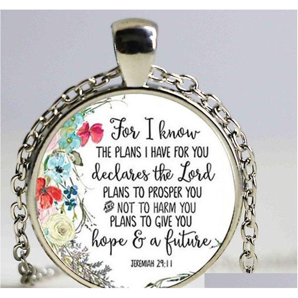 

jeremiah 29 11 for i know the plans i have for you bible verse pendant necklace glassv cabochon charm christian necklacesv yqd27, Silver