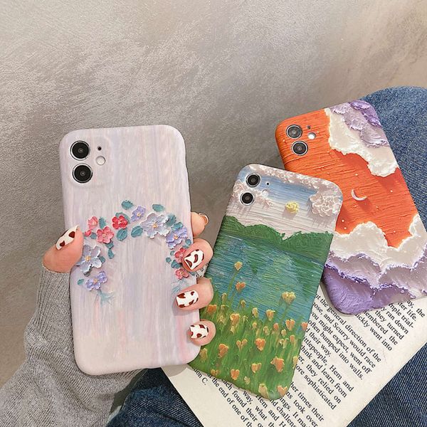 

1dwjapan and south korea oil painting landscape suitable for huawei mate30pro mobile phone case p40por package nova6 fall proof p30p lovers