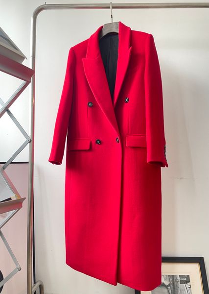 

new classic wool red coat, Black
