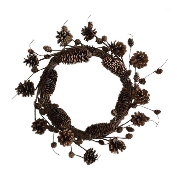 

15 inch natural mixed pine cone base wreaths christmas ornaments1