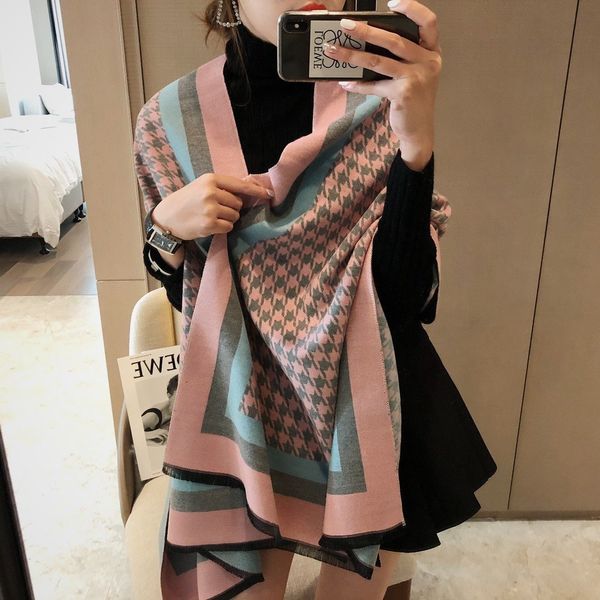 

scarfs for women 100% cashmere scarf double faced printing long classic brand warm scarves pashmina scarf 180x65cm, Blue;gray