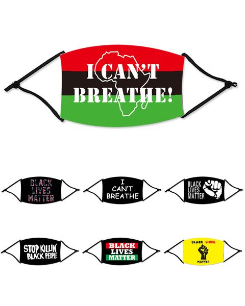 

black i lives matter can't breathe with filter masks washable reusable face designer mask 8 styles