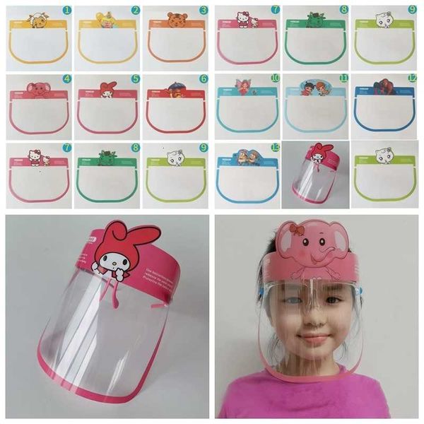 

full children transparent faceshield cover safety cartoon protective film tool anti-fog face shield designer masks 13styles rra3340