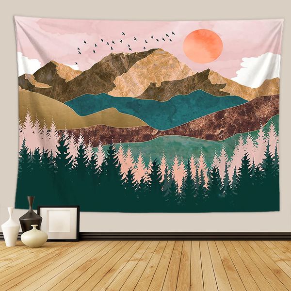 

landscape painting tapestry polyester scenic background tapestry art wall hanging decor craft beach towel hanging cloth customized vtky2343