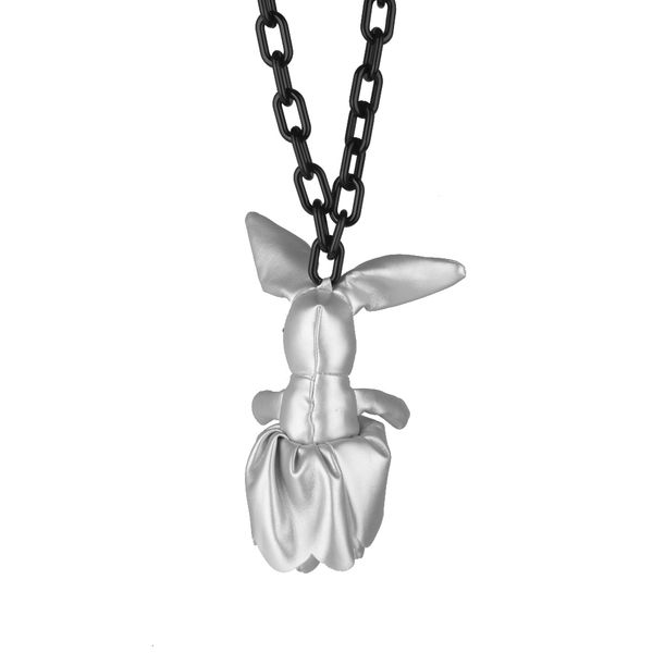 

9nwucute rabbit pendant statement long sweater chain necklace black2e83