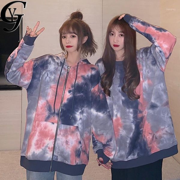 

boy friend plus size pullover sweatshirt women ulzzang harajuku rainbow tie dye long hoodie 90s fashion graphic hoody female1, Black
