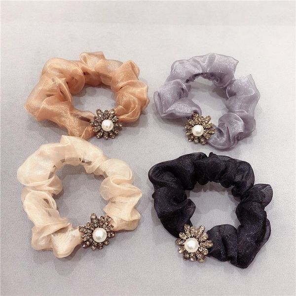 

hair accessories 2021 fanssee fashion girls rustic pearls flower beaded pearl headband rubber band elastic bands
