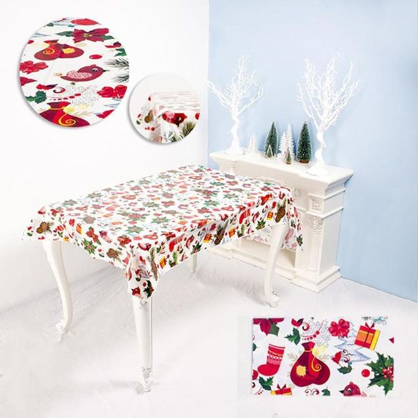 

xmas disposable pvc printing christmas tablecloth diy christmas new year party table decoration water oilproof cover 110x180cm