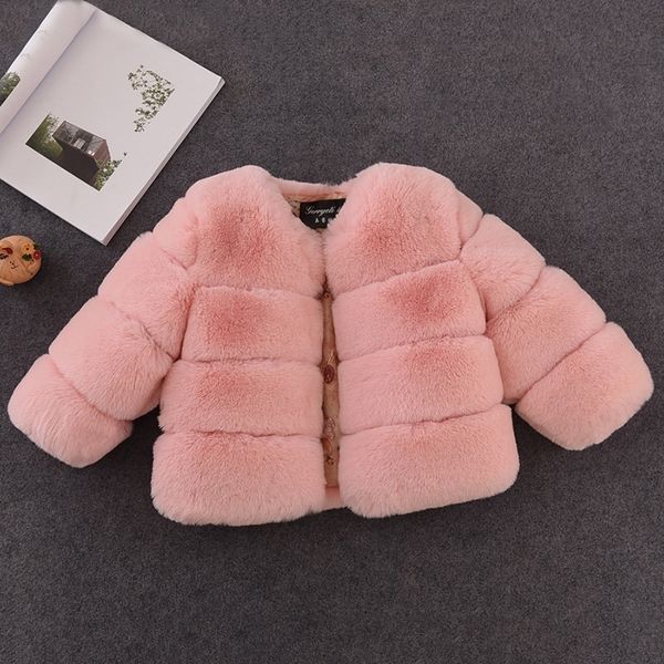 

new winter girls fur coat elegant baby girl faux fur jackets and coats thick warm parka kids outerwear clothes girls coat 201118, Blue;gray