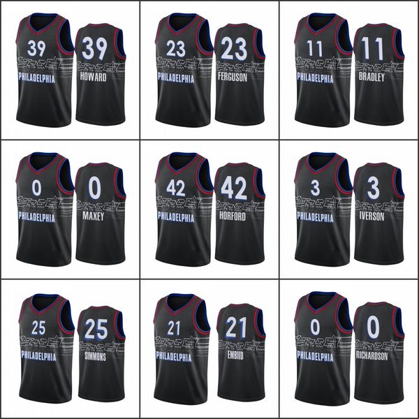 

philadelphia 76ers men dwight howard joel embiid tony bradley ben simmons 2021 city edition black boathouse row jersey